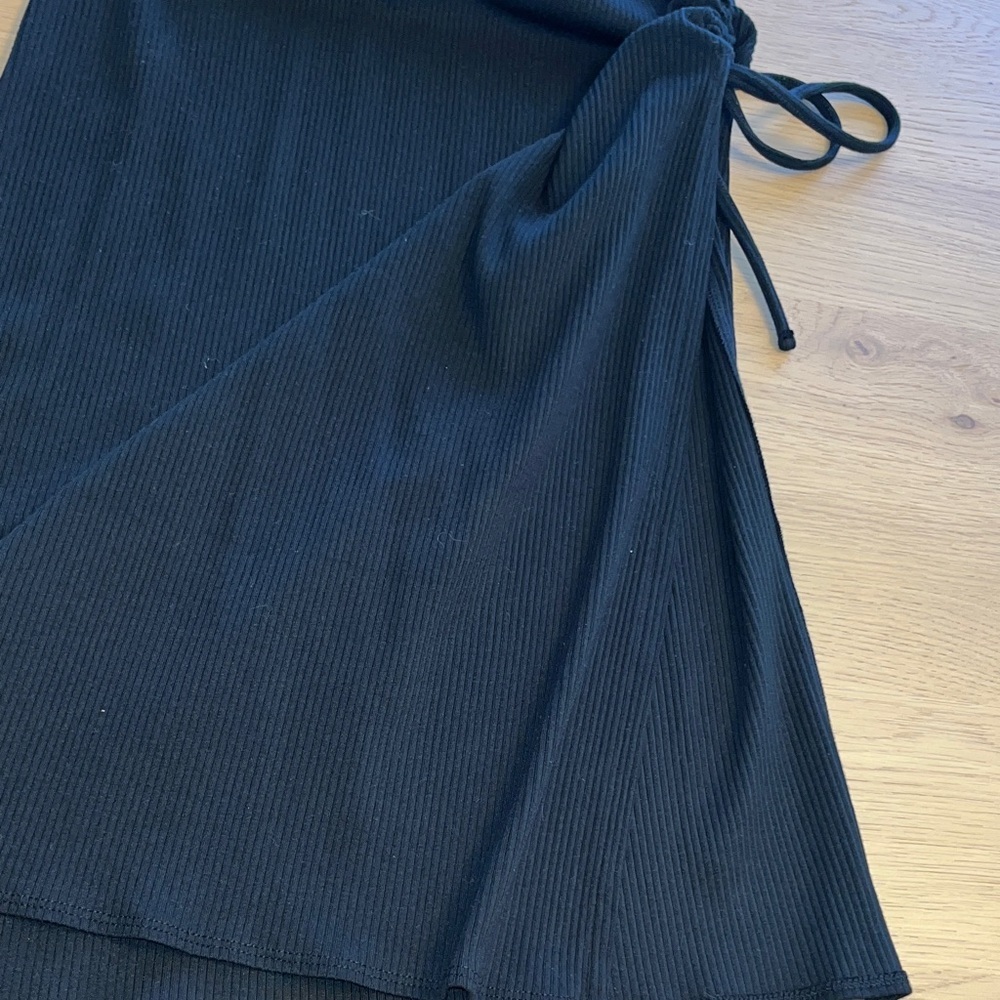 J. Crew Black Vintage Rib Ruched Midi Dress - Picture 4 of 7